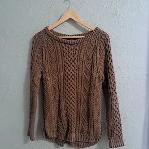 L.L. Bean Women's Cable Knit Sweater in Brown